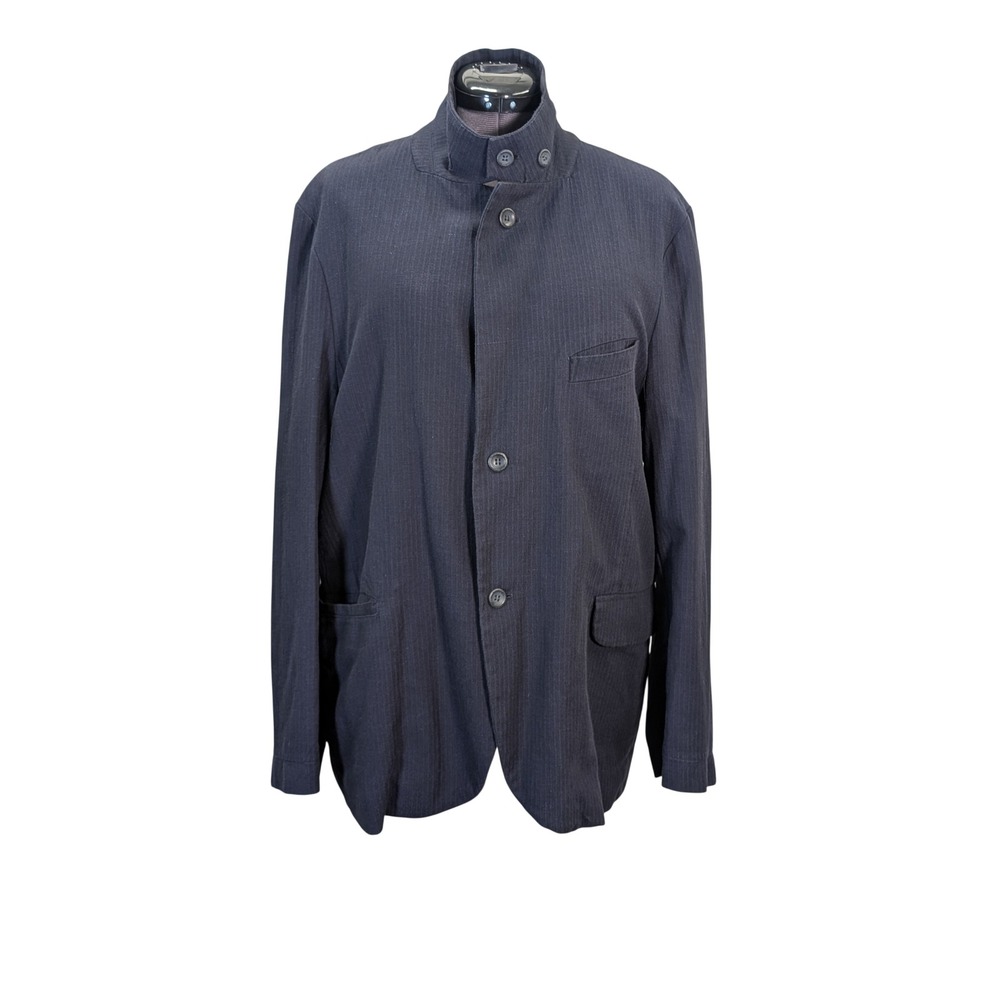 Hannes Roether Mens XXL Navy Cotton Linen Utility Jacket Made in Poland